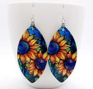 Stained Glass Window Sunflower Handmade Earrings – Wendi Lindsay Jewellery