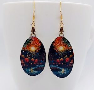 Night River Scene, Handmade Earrings – Wendi Lindsay Jewellery