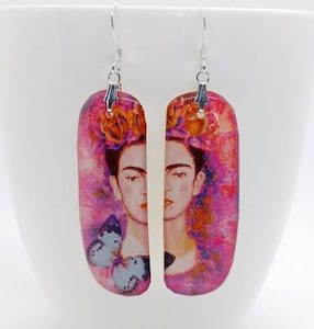 Pink Frida Khalo, Stunning Handmade Earrings – Wendi Lindsay Jewellery