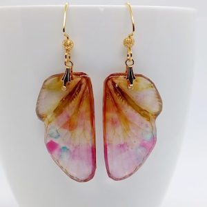 Mottled Blush Pink Butterfly Wings, Stunning Handmade Earrings – Wendi Lindsay Jewellery