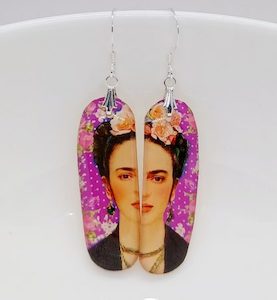 Fuchsia Pink Frida Khalo, Stunning Handmade Earrings – Wendi Lindsay Jewellery