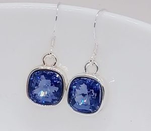 Teeny Tanzanite 8mm Swarovski Crystal Cushion Earrings – Wendi Lindsay Jewellery