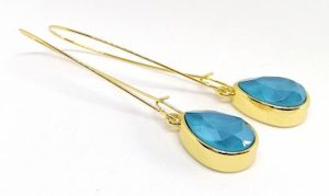 Azure Blue Golden Swarovski Crystal Teardrop Earrings – Wendi Lindsay Jewellery