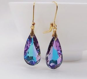 Beautiful Purple/Aqua Swarovski Teardrop Earrings – Wendi Lindsay Jewellery