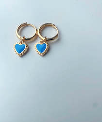 Golden Heart Hoops - Blue