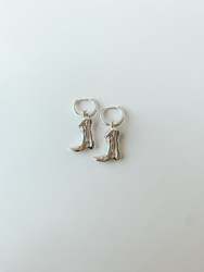 Earrings: Sterling Silver Cowboy Boot Huggies