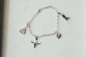 Bracelets: Cattle Country Charm Bracelet - Sterling Silver