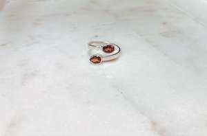 Rings: Sterling Silver Ring with Garnet Stone