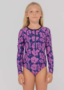 Rusty: Rusty - Hibiscus Long Sleeve One Piece (Girls)