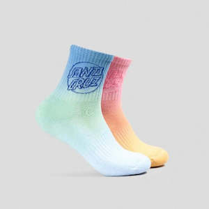 Santa Cruz - Opus Dot Mid Sock 2pk (Blue Tie Dye Pink)