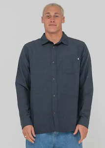 Rusty: Rusty - Overtone Long Sleeve Linen Shirt (Navy Blue)