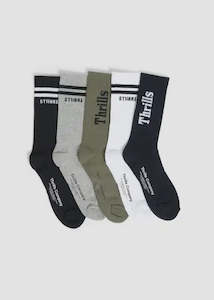 Accessories Socks: Thrills - Minimal Thrills 5 Pack Sock