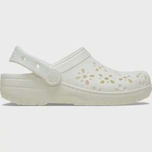 Mens 1: Crocs - Classic Floral Cut Out Clog (Chalk)