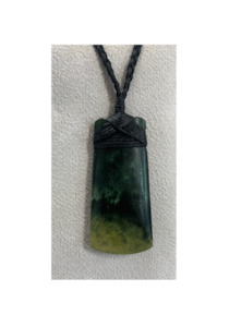 New Zealand Kawakawa & Flower Jade Pounamu Toki (Adze) Necklace