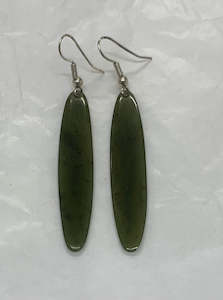 New Zealand Pounamu Drop Earrings 50mm x 8mm