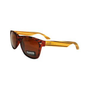 Moana Rd: Sunglasses Striped Wooden Arm 50/50 Tortoise Shell Frame