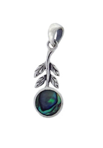 Pendants: NZ Paua Sterling Silver Leaf Pattern