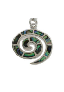 Sterling Silver Paua Koru / Spiral Pendant