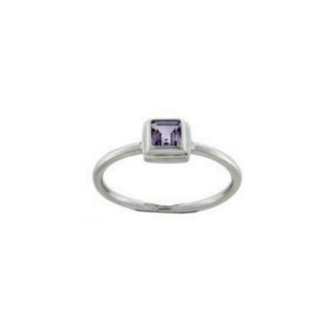 Skincare: Sterling Silver Square Faceted Amethyst Ring