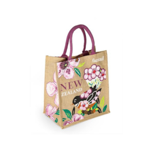 Hessian bag printed Fantail