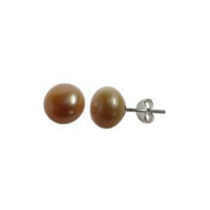 Sterling Silver Peach Pearl Stud Earrings