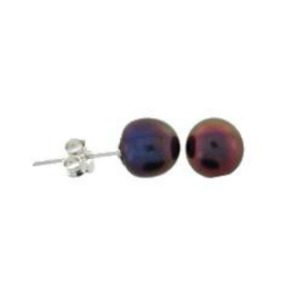 Sterling Silver Black Pearl Stud Earrings