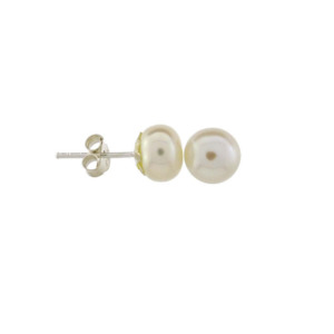 White Pearl Stud Earrings set in Sterling Silver