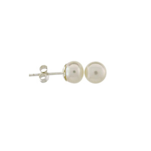 White Pearl Stud Earrings set in Sterling Silver