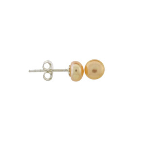 Peach Pearl Stud Earrings set in Sterling Silver