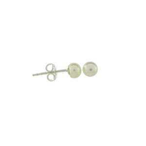 White Pearl Stud Earrings set in Sterling Silver