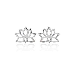 Lotus Flower Stud Earrings Sterling Silver