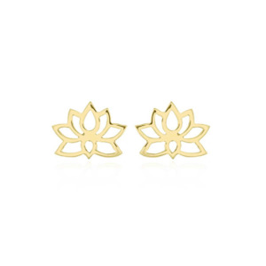 Lotus Flower Stud Earrings Gold Plated