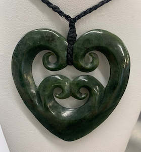 New Zealand Pounamu Heart Necklace With Four Korus