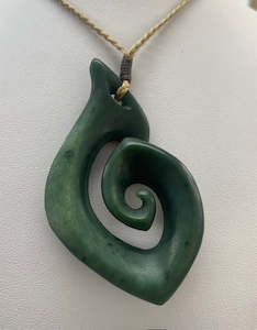 New Zealand Pounamu Koru (Spiral) & Hei Matau (Hook) Necklace