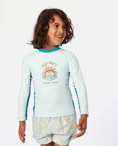 Boys Rashvests: RIP CURL TUBES UPF L/S BOY - LIGHT BLUE