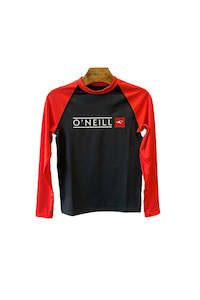 Boys Rashvests: ONEILL BOYS REACTOR BLOCK LS RASHVEST - BLACK/RED