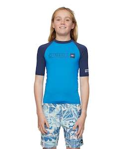 Boys Rashvests: ONEILL BOYS REACTOR BLOCK UV SS RASHVEST - ROYAL NAVY