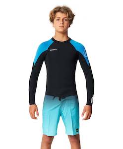 Boys Rashvests: ONEILL BOYS REACTOR 2 LS CREW 1.5MM - BLACK/OCEAN/OCEAN