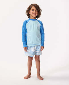 Boys Rashvests: RIP CURL ICONS UV BRUSHED L/SL-BOY - BLUE GUM