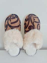 Slippers - (Tan - Maori Design)