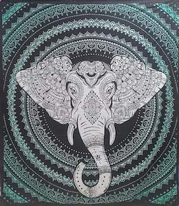 White Elephant Head Tapestry Double