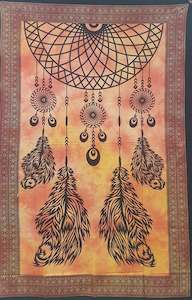 Store-based retail: Orange Dreamcatcher Tapestry Single