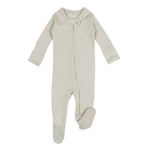 Baby wear: Organic Zipper Footie | Stone