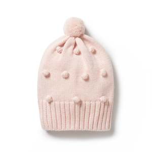 Baby wear: Knitted Bauble Hat | Pink