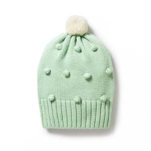 Baby wear: Knitted Bauble Hat | Mint Green