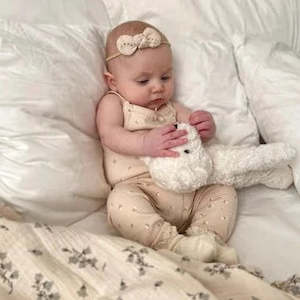 Baby wear: Bow Headband | Brown Broderie