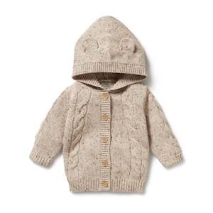 Baby wear: Knitted Cable Jacket | Almond Fleck