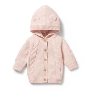 Baby wear: Knitted Cable Jacket | Pink