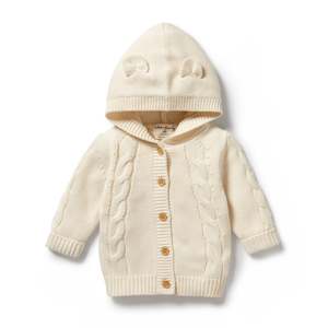 Baby wear: Knitted Cable Jacket | Ecru