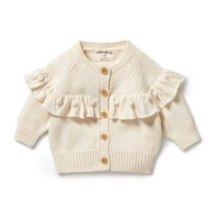 Baby wear: Knitted Ruffle Cardigan | Ecru